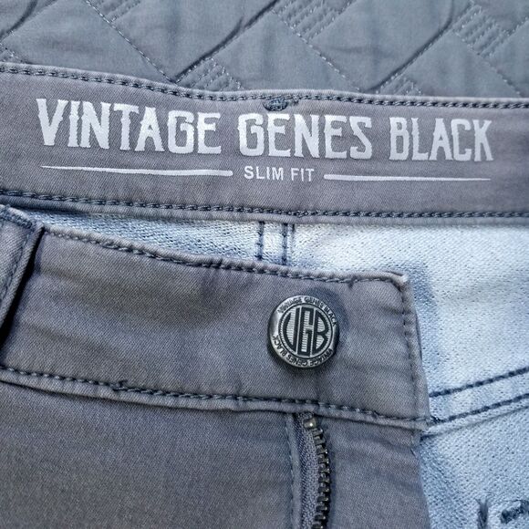 Vintage Genes Black Jeans Mens 36x32 Purple Slim Fit Dark Wash American Denim - Picture 8 of 12